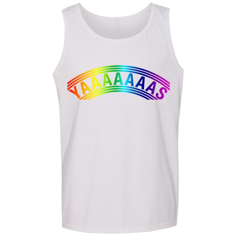 Jem Mens Yaaaaaaas Tank Top, White, M, DM